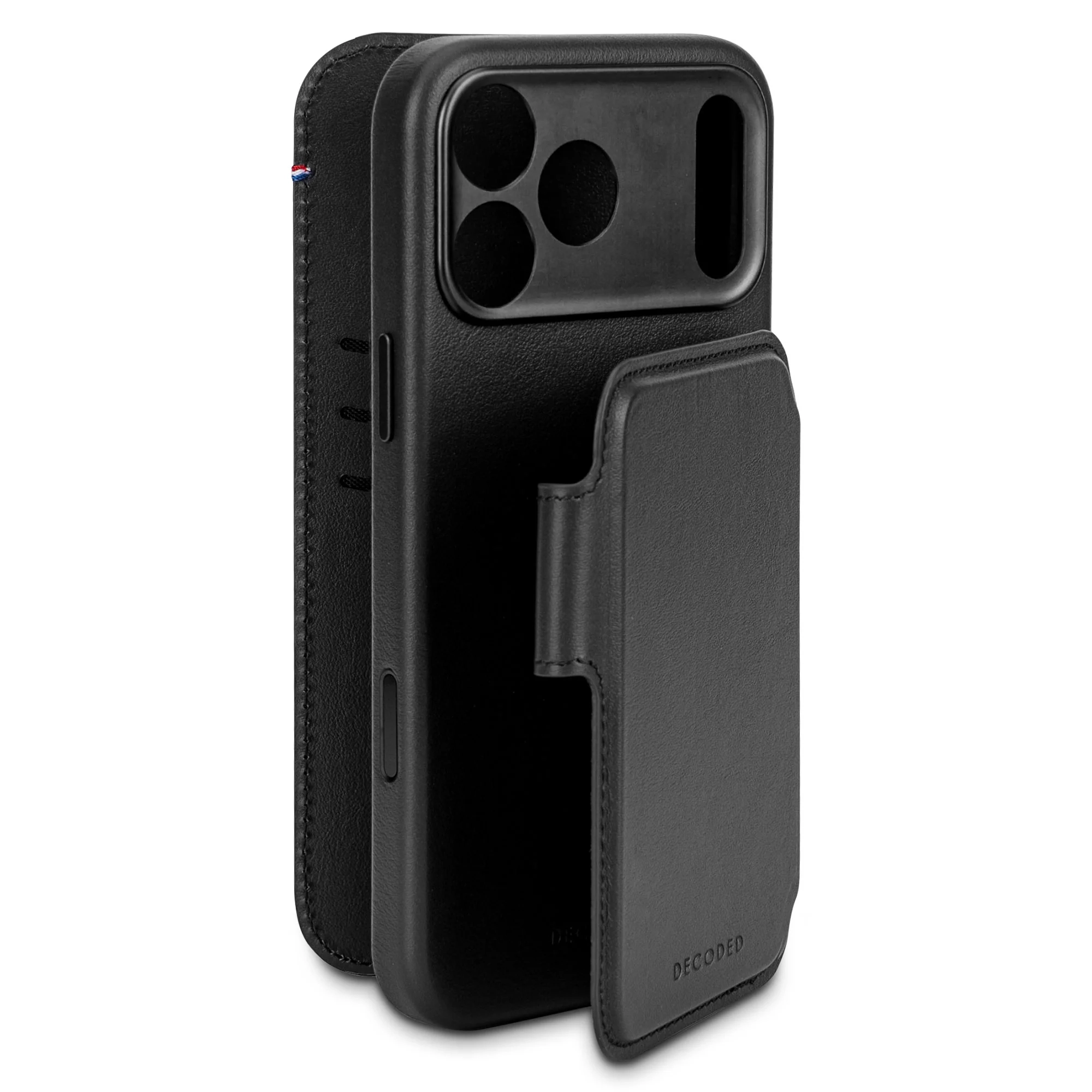 2in1 iPhone 17 Pro MagSafe Echtleder Magnet Wallet Case Tasche Flip Cover (D26IPO17PDW5BK) - Schwarz