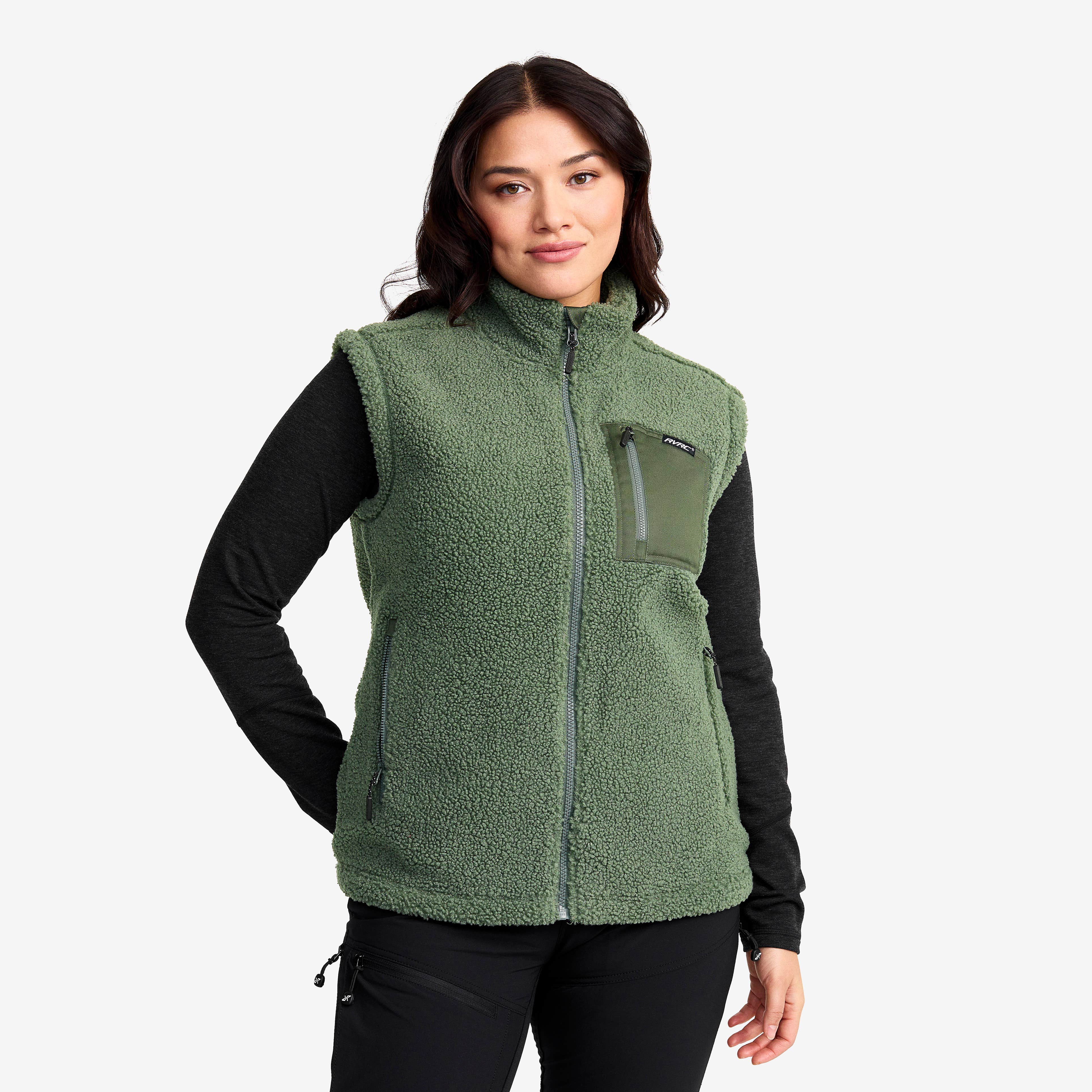 Bigfoot Pile Vest Dame Dusty Green