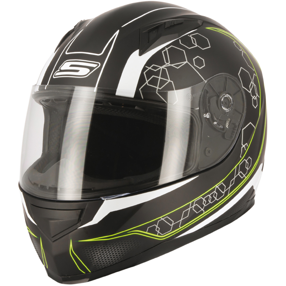 S-Line - Casque Apex S448 Deco Noir Mat / Jaune fluo