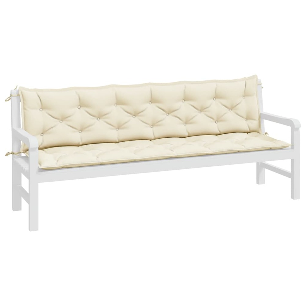 Coussins de banc de jardin 2 pcs blanc crème tissu oxford