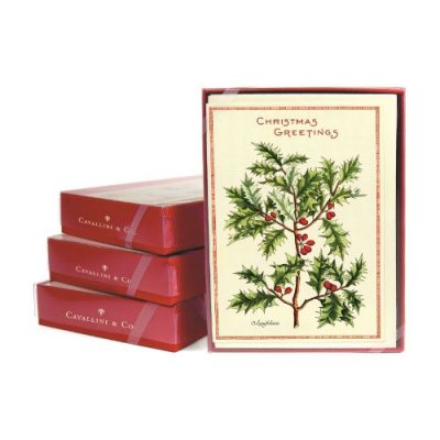 vintage holly christmas cards box x10