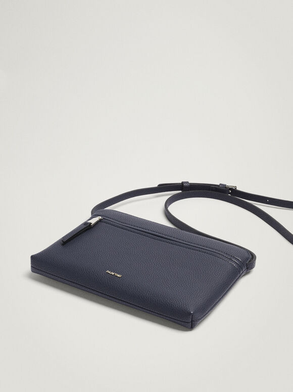 Bolsa de ombro com bolso externo - Azul marinho