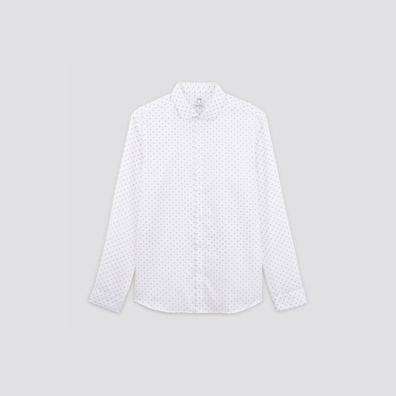 Chemise regular sans repassage coton jacquard Blanc