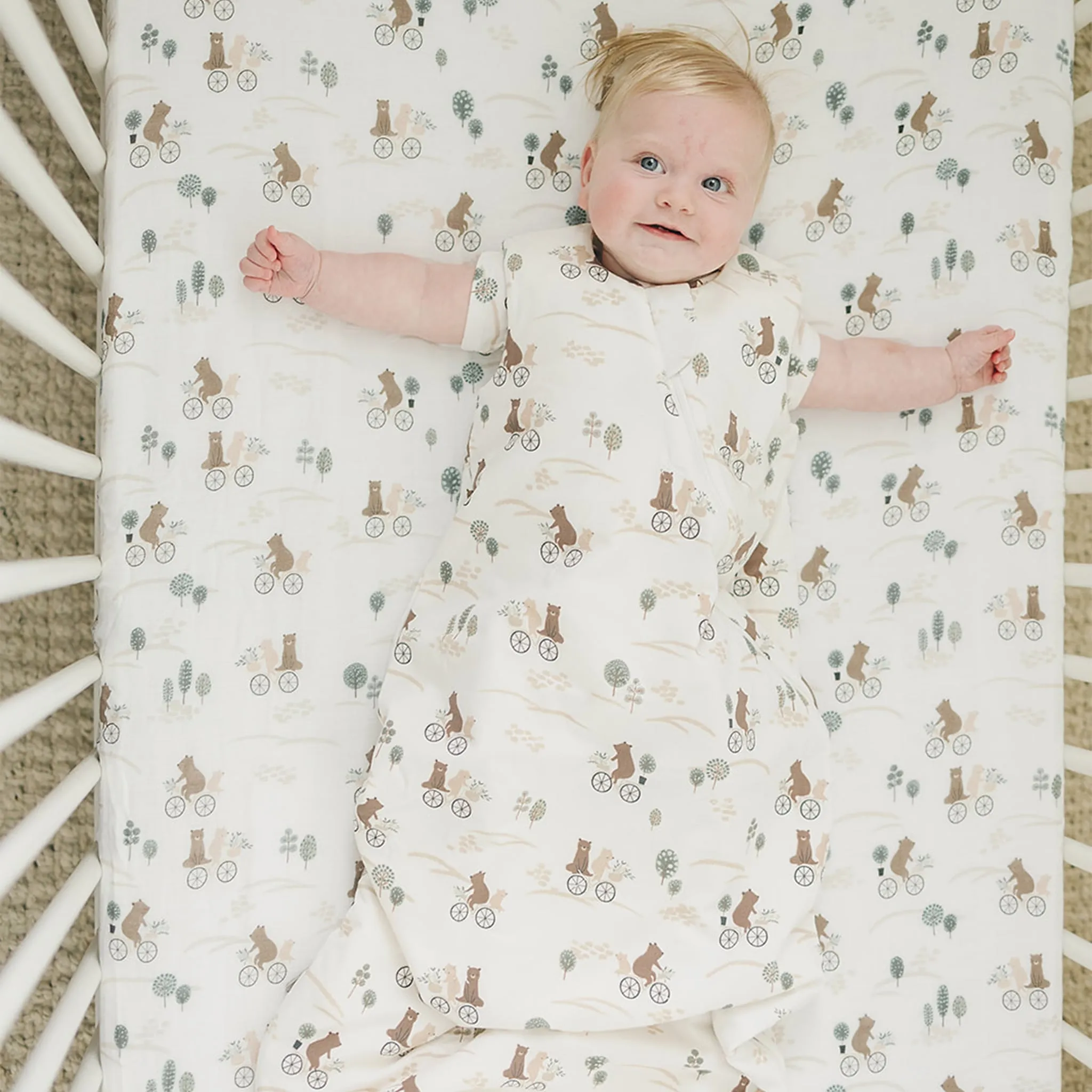 Loulou Lollipop Drap Contour pour Lit de Bébé - Mousseline Bambou Ours