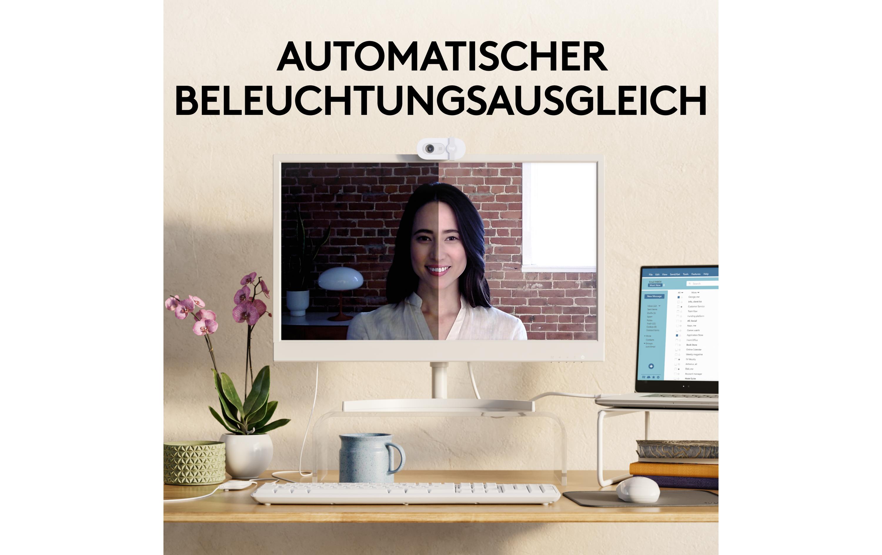 Brio 100 WeissFull HD-Webcam mit integrierter Abdeckblende