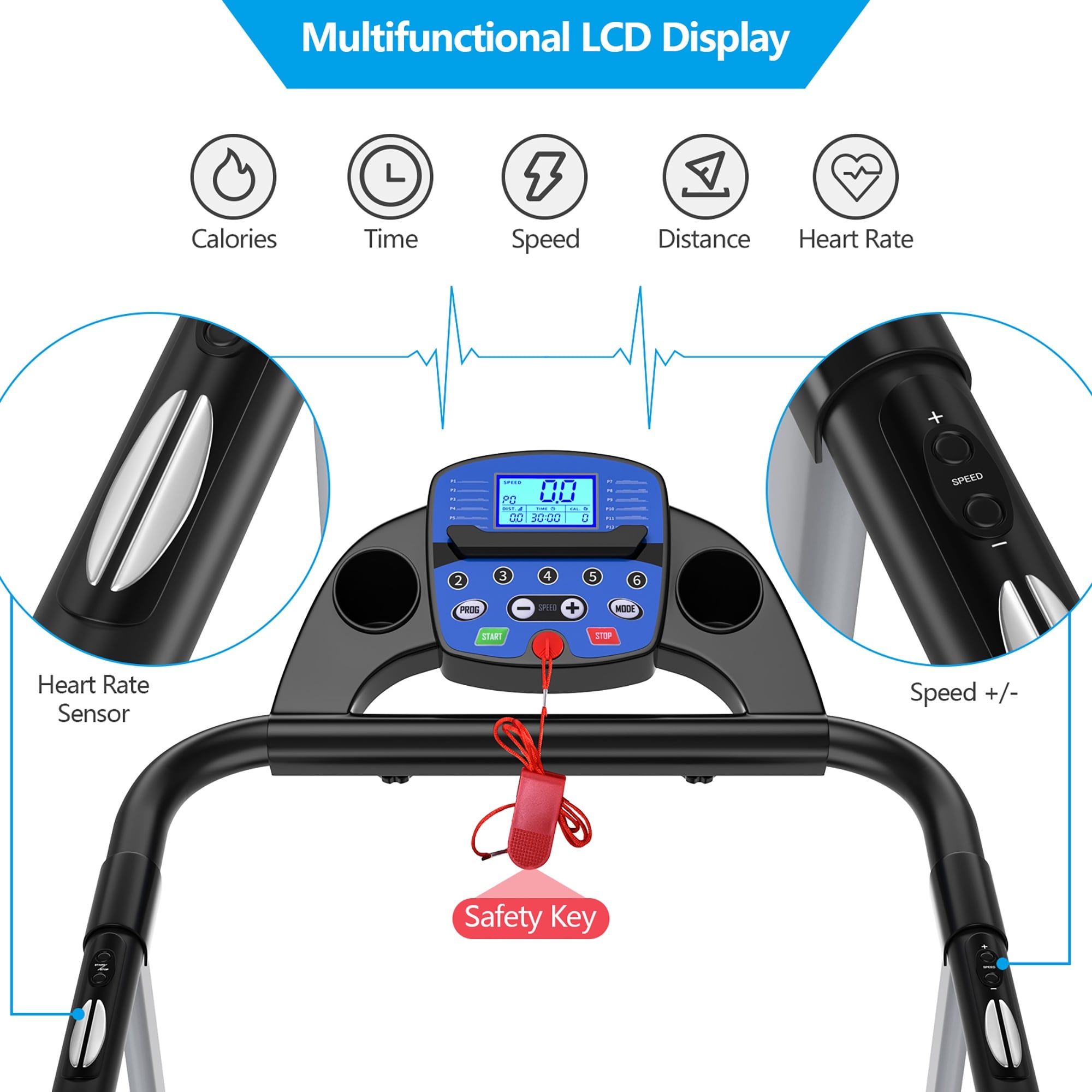 Esteira dobrável elétrica Goplus de 1100 W com suporte motorizado.