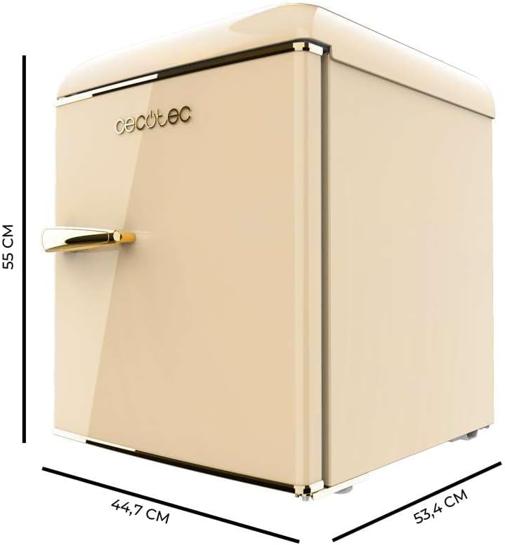 Cecotec Mini Frigo Bolero CoolMarket TT Origin 45 Rouge. Réfrigérateur de Table Rétro 45L, 55 cm de Haut, 44,7 cm de Large, Classe Énergétique E, Bac à Glaçons et Poignée Chromée, Rouge