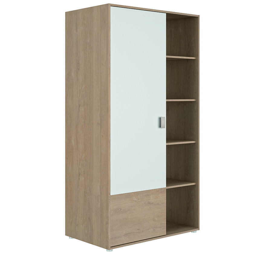 Armoire 1 porte Emma - chêne blond et blanc