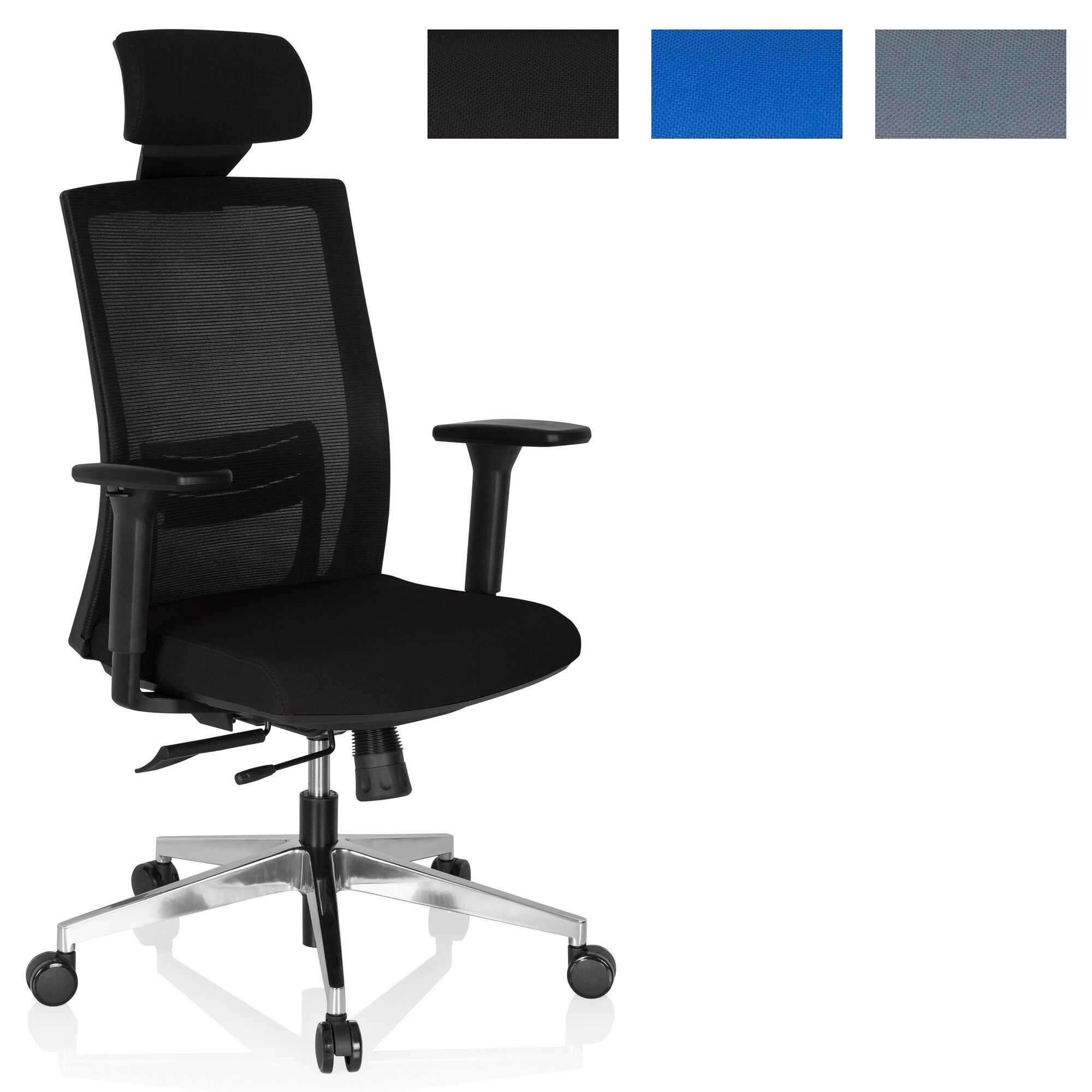 Profi Chefsessel CAPTIVA Stoff/Netzstoff mit Armlehnen (höhenverstellbar) hjh OFFICE