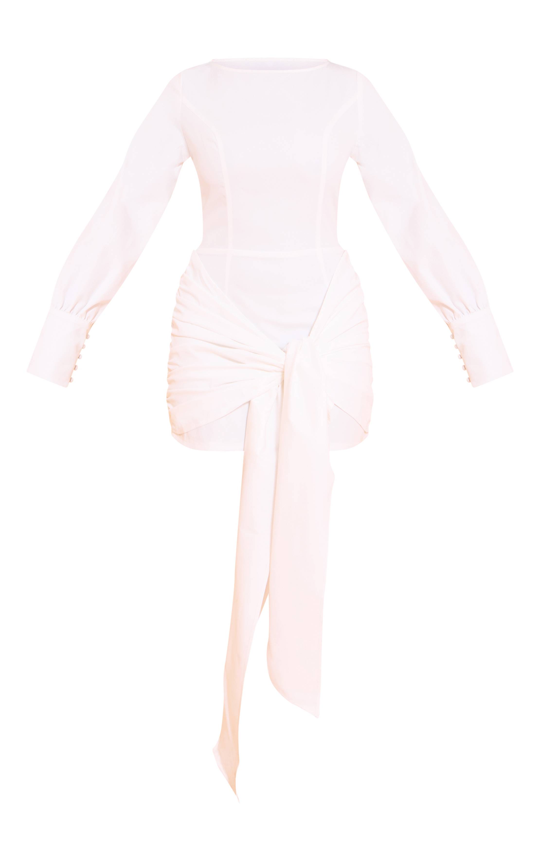 Blanc Robe Chemise Shape À Encolure Bateau Et Jupe Portefeuille