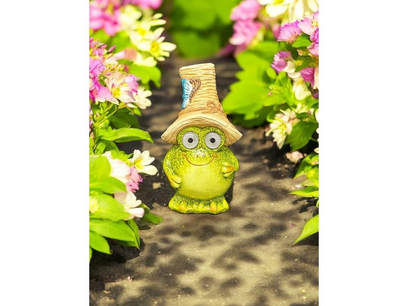 Dameco Solar Figur Frosch Grün LED Solar Figur mit Hut