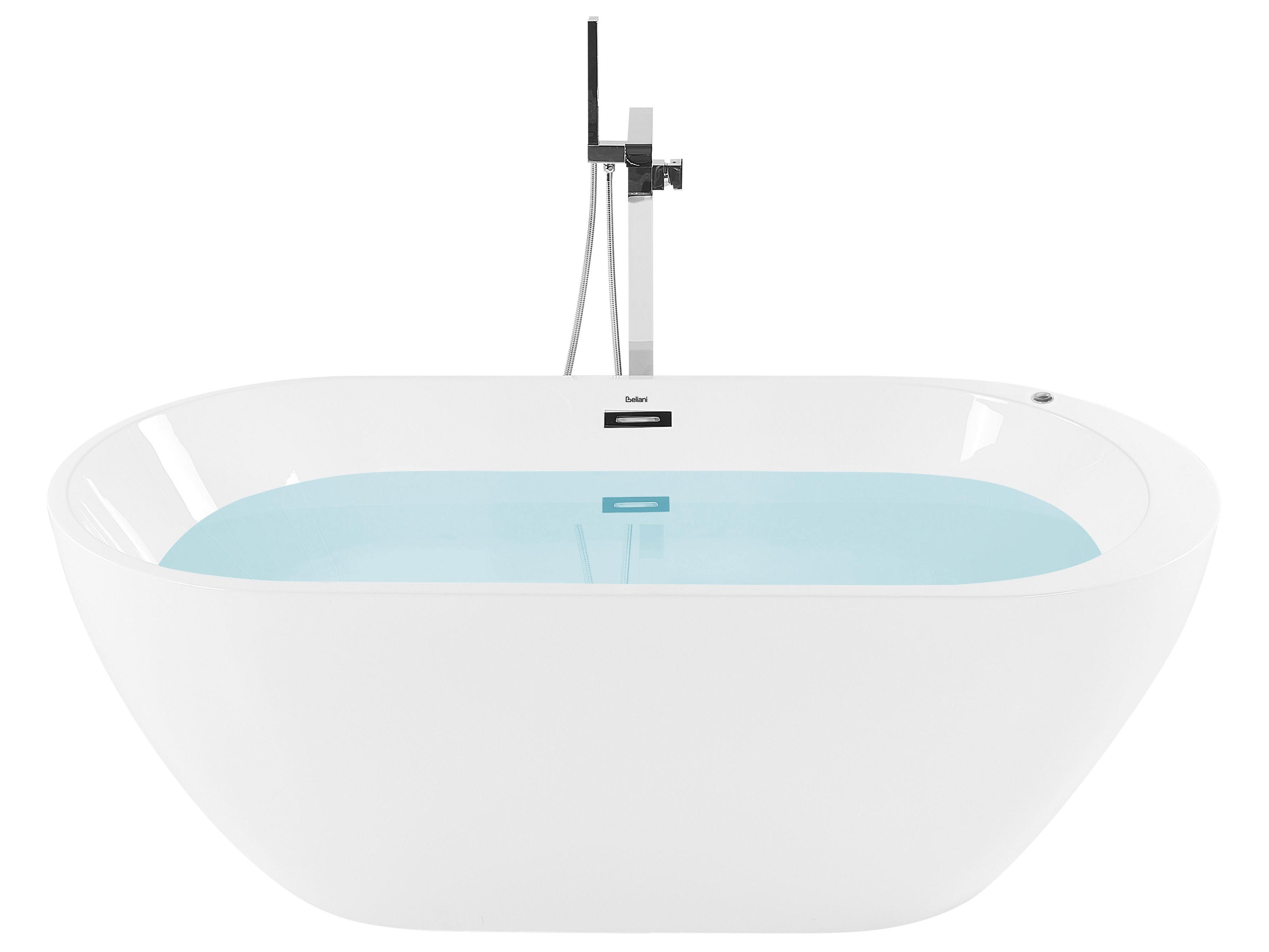 Vrijstaand bubbelbad met LED NEVIS 170 x 80 cm Wit