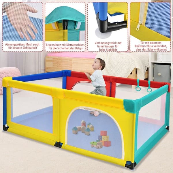 120 x 190 cm baby lekegrind med 50 lekeballer lekegrind med nett og glidelås