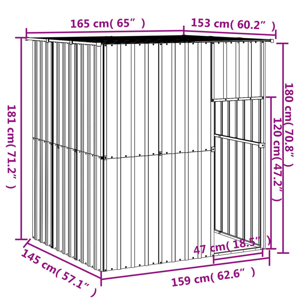 Niche pour chien avec toit anthracite 165x153x181 cm