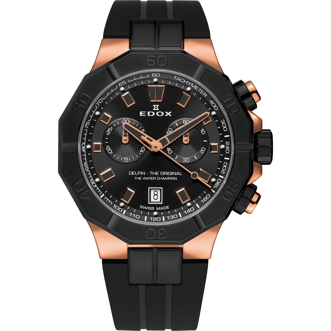 Edox Delfin Chronograph Rosé / Schwarz