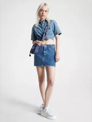 Minissaia jeans de cintura média Izzie