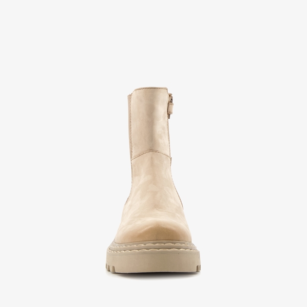 Groot leren meisjes chelsea boots beige
