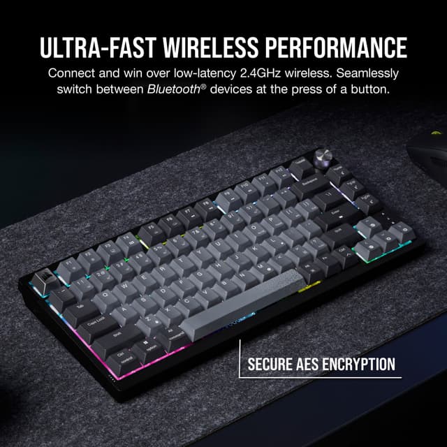 Corsair K65 Plus gaming-tastatur (sort, grå)