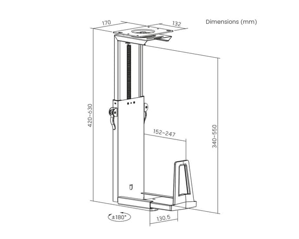 PC Holder for Montering Under Bord/Pulten