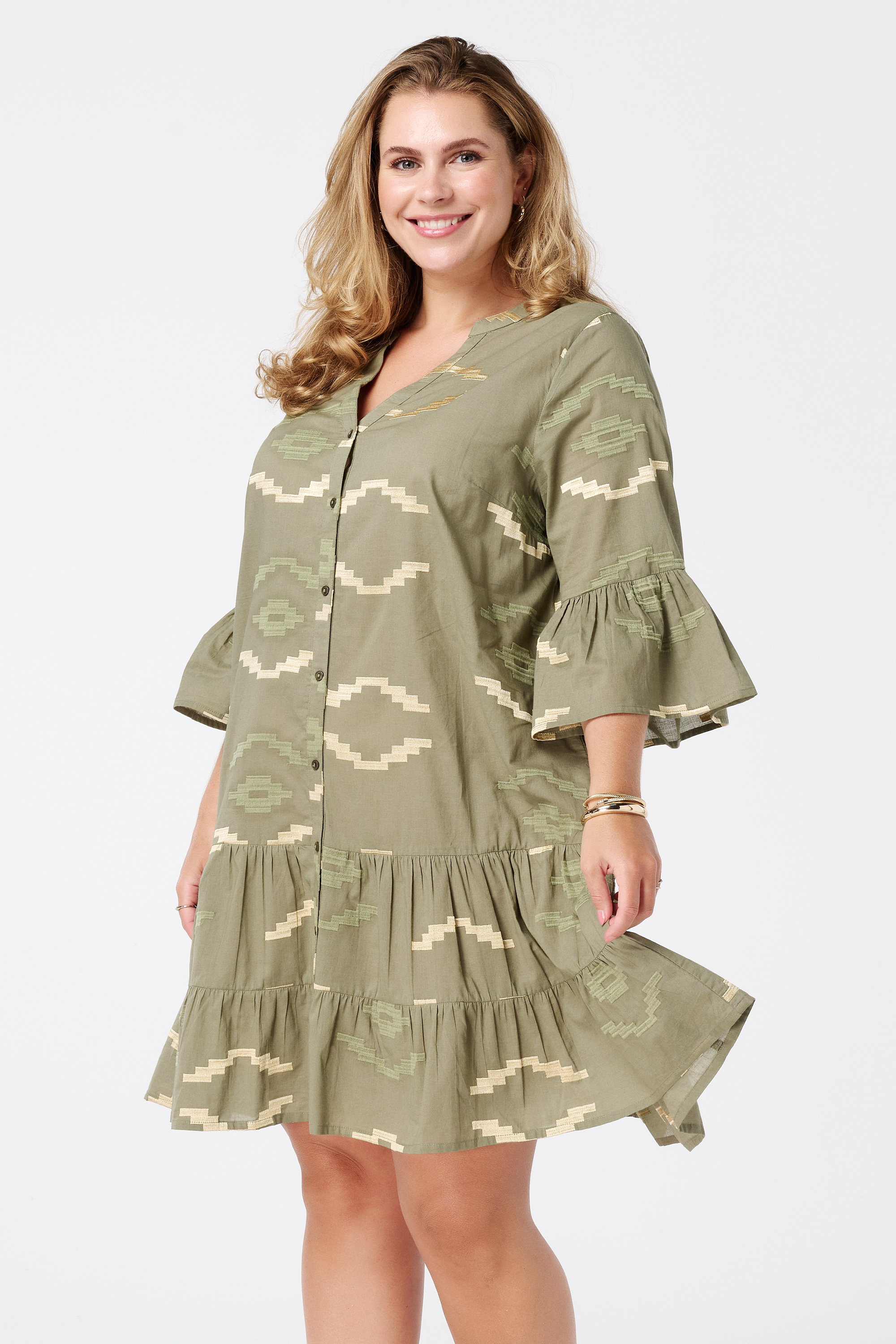 Jurk met print Khaki