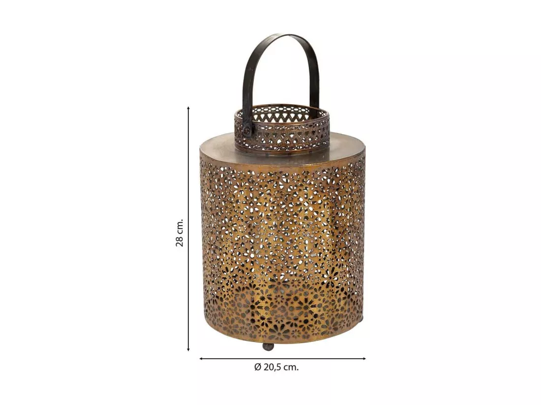 Bougeoir en métal doré 20.5x20.5x28h
