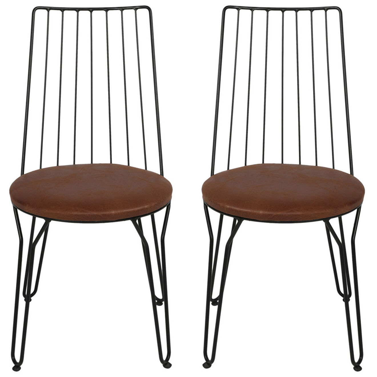 Wooden Art 2 Chaises Ada noir/marron - 44x84x44 cm