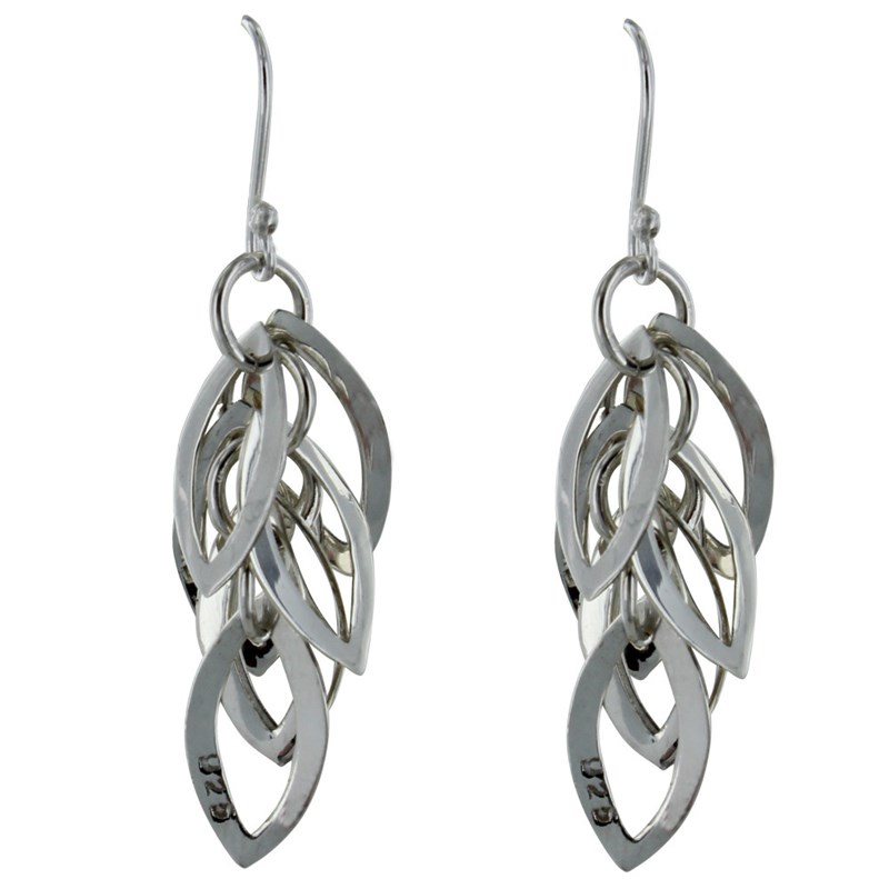 Boucles d'Oreilles Argent Grappe de Petits Ovals