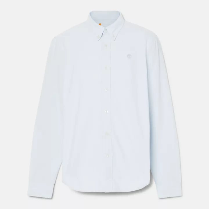 Camisa Oxford de manga comprida para homem na cor azul claro.