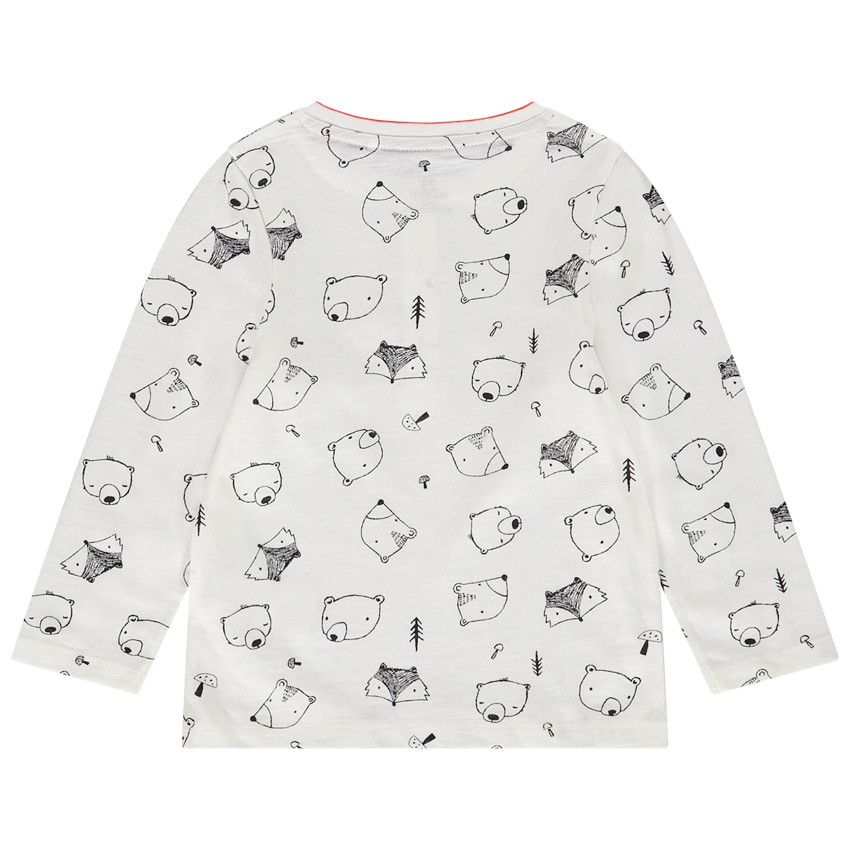 T-shirt manches longues en jersey avec col tunisien pour bébé garçon - Ecru