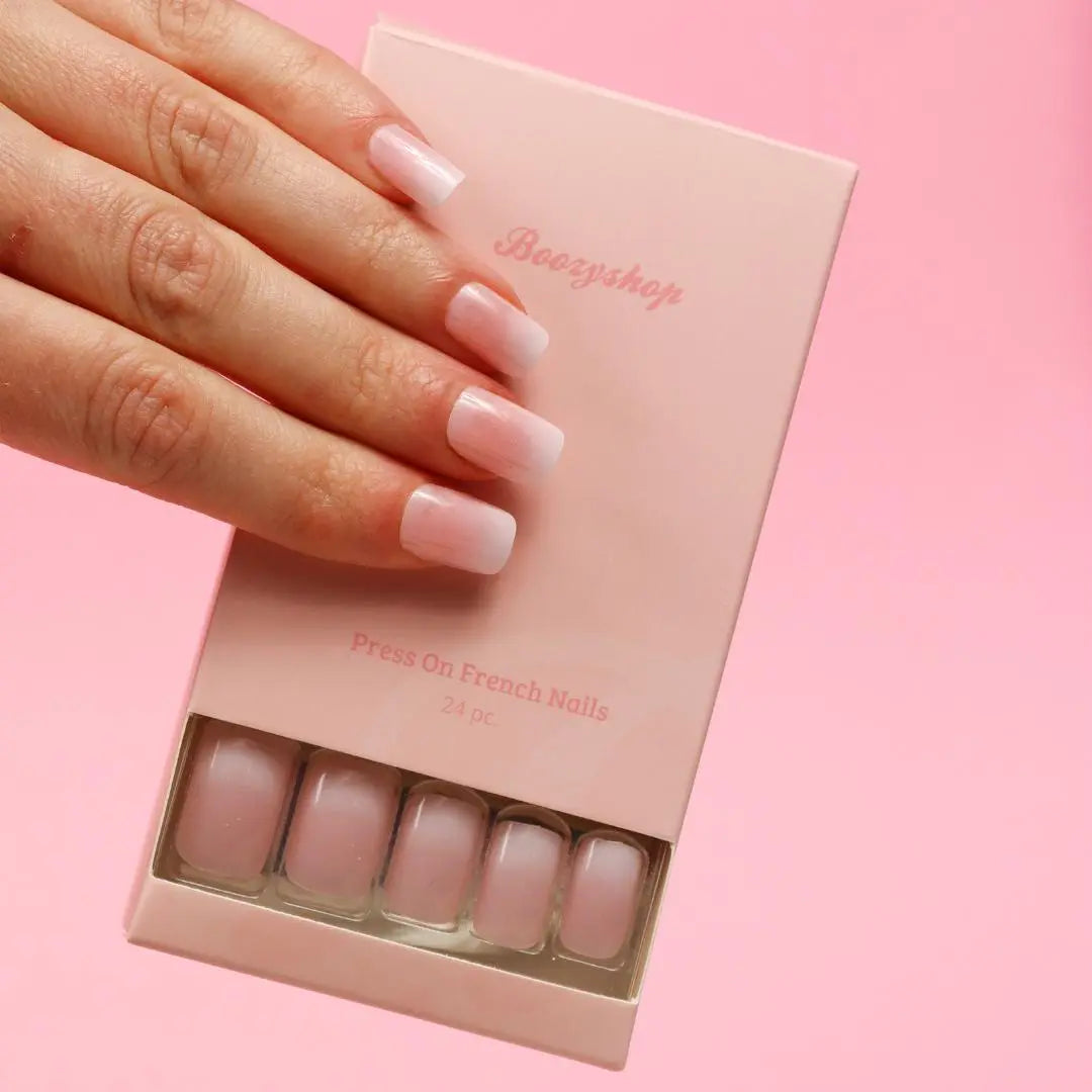 Complete Press On French Nails Set Ombre Soft Pink
