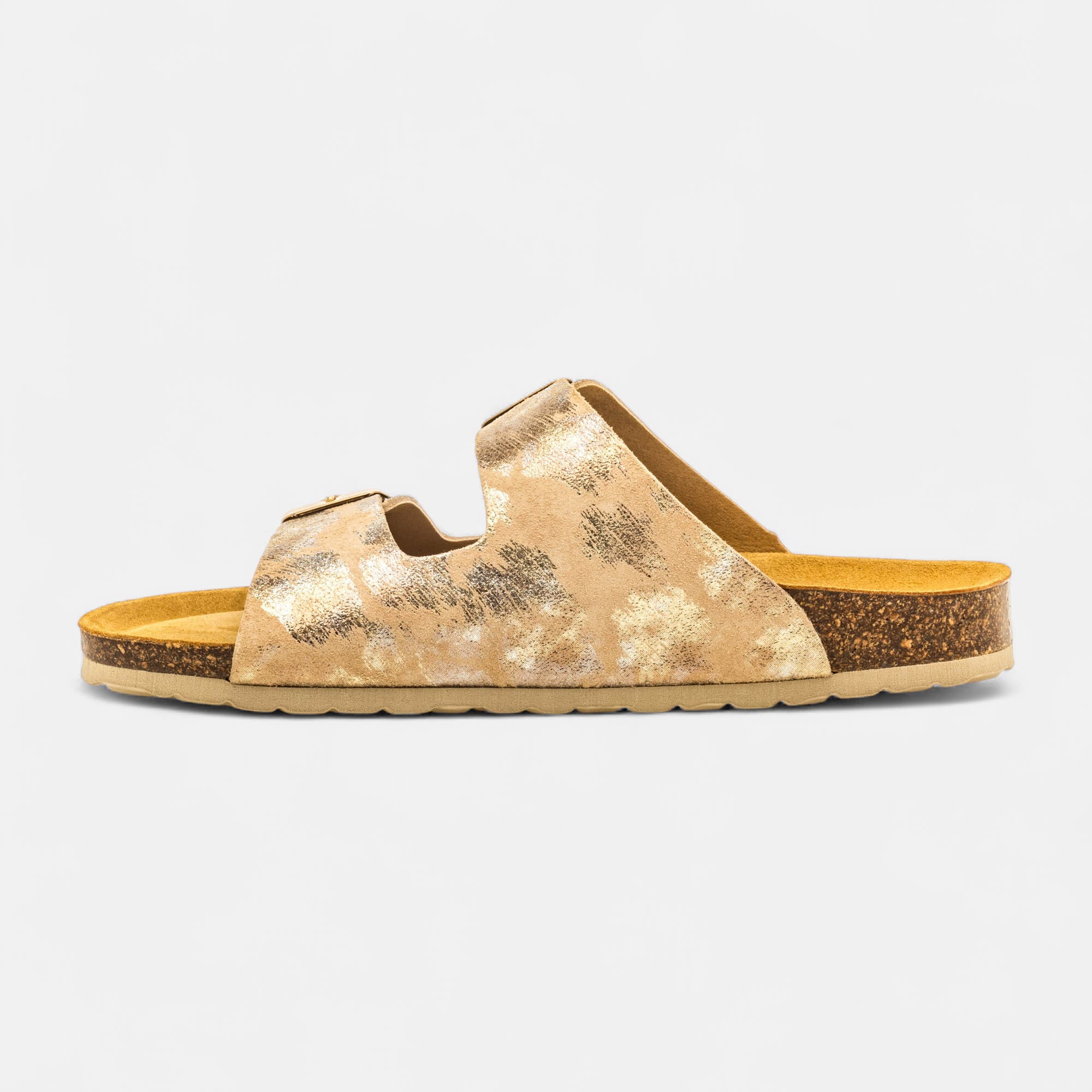 Mules semelle liège Femme en cuir beige