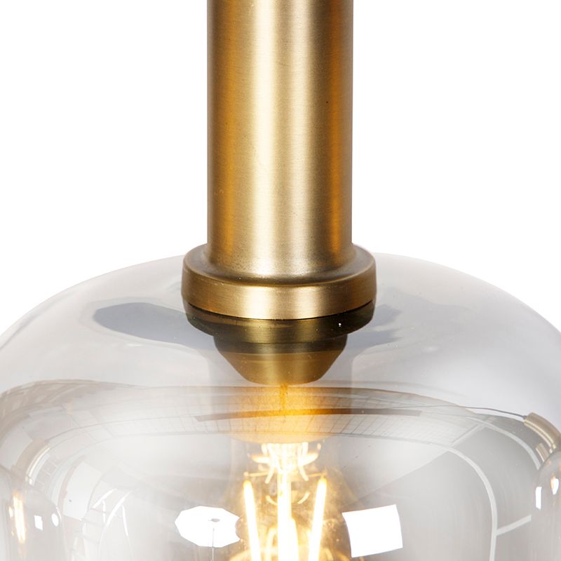 Smart hanglamp zwart met smoke glas 4-lichts incl. Wifi A60 - Zuzanna