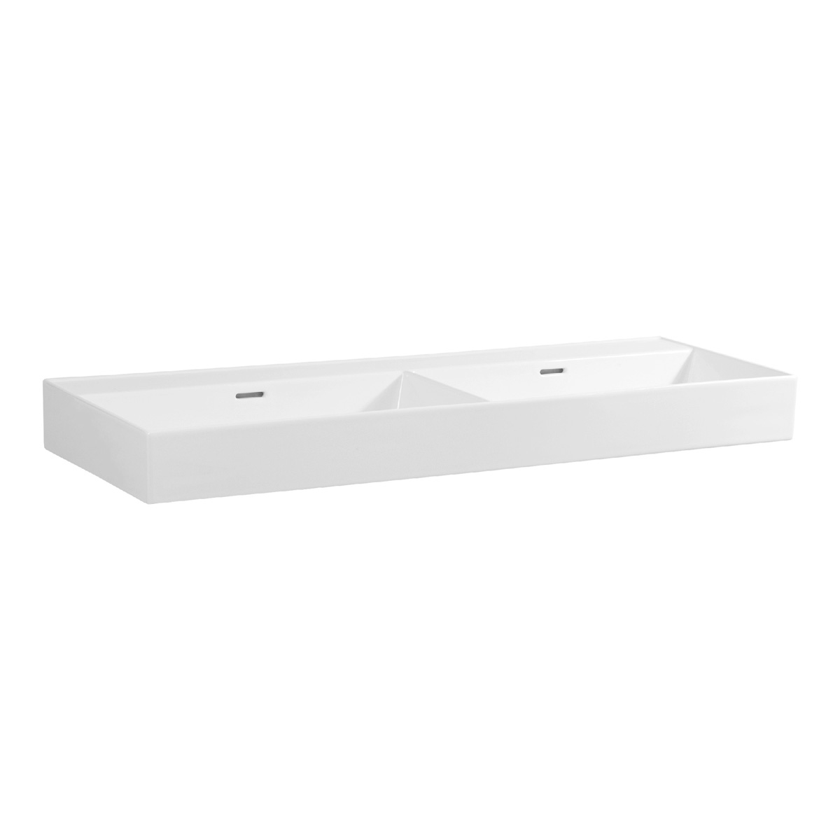 Brauer Lunar dubbele wastafel keramiek 120cm zonder kraangaten wit glans