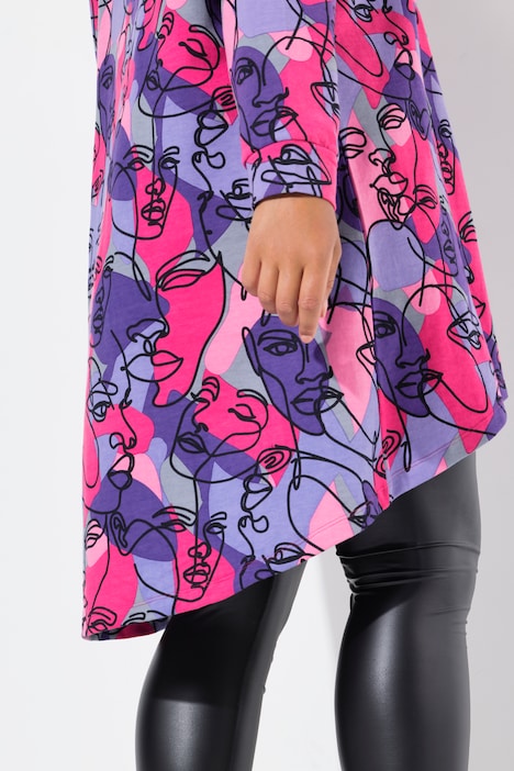 Hoodie, Gesichter-Print, Kapuze