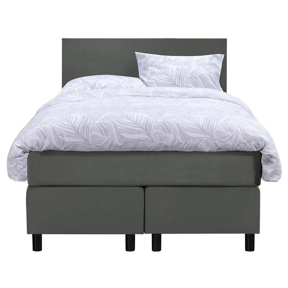 Boxspring Liv egaal - grijs - 120x200 cm - ronde poot