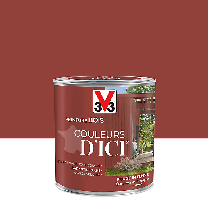 Peinture extérieure bois Couleurs d'ici rouge intense Velours V33 0,5L