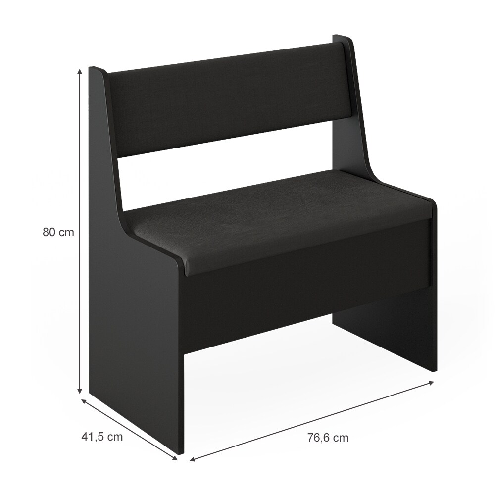 Vicco Küchenbank Sitzbank Esszimmerbank Roman Schwarz 77 cm modern Truhenbank Eckbankgruppe Esszimmergruppe Küchensitzgruppe Sitzbankgruppe Küchenmöbel Polstermöbel