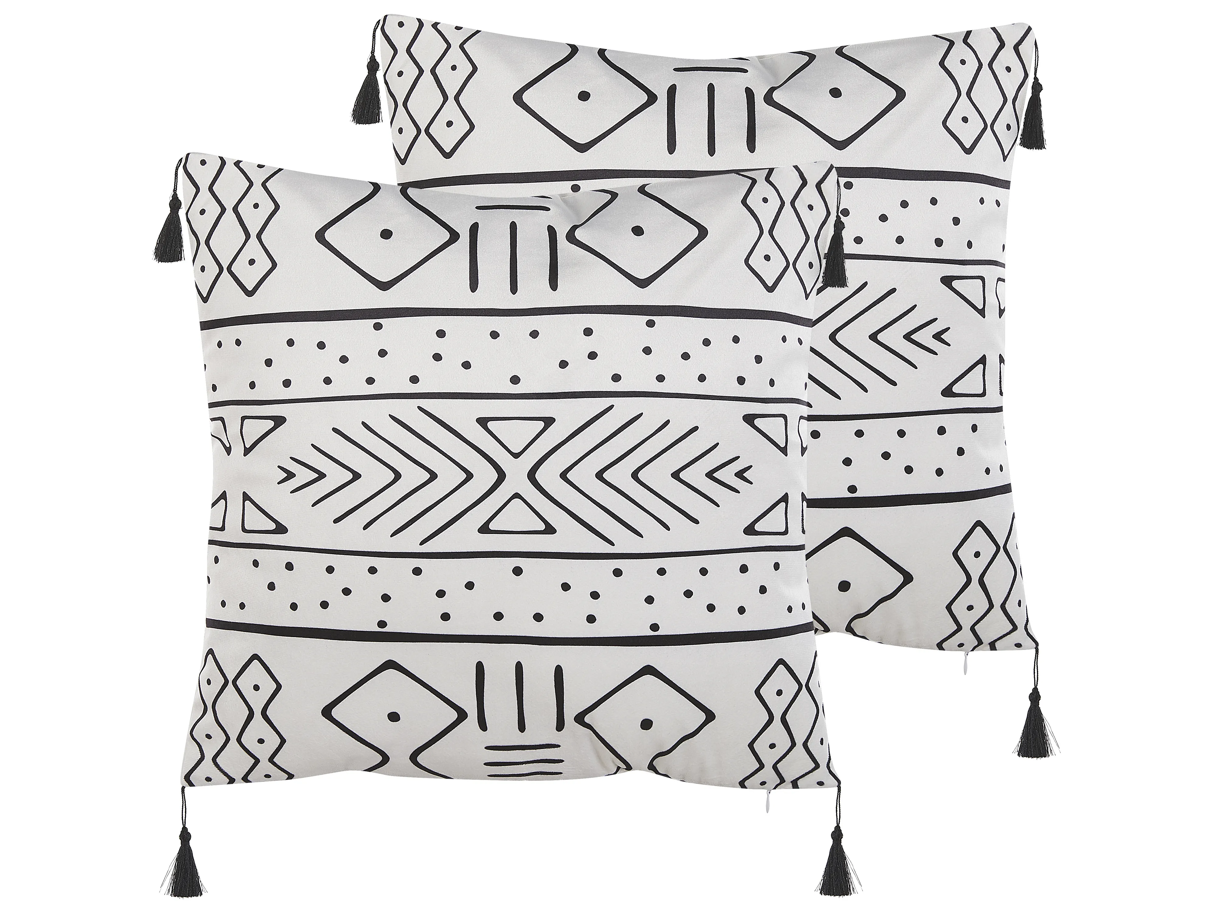 Set van 2 sierkussens SCHEFFLERA Fluweel 45 x 45 cm Wit geometrisch patroon