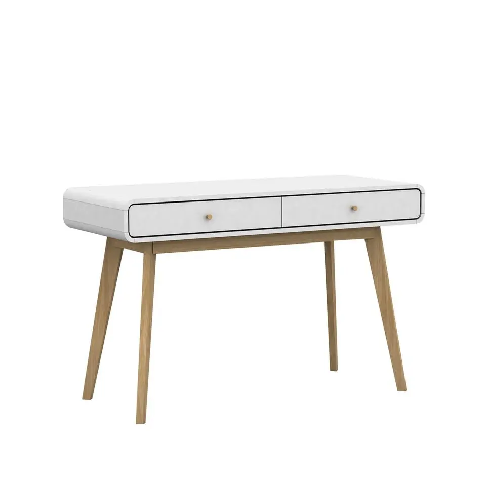 Cassie - Bureau met 2 laden in eiken look / wit