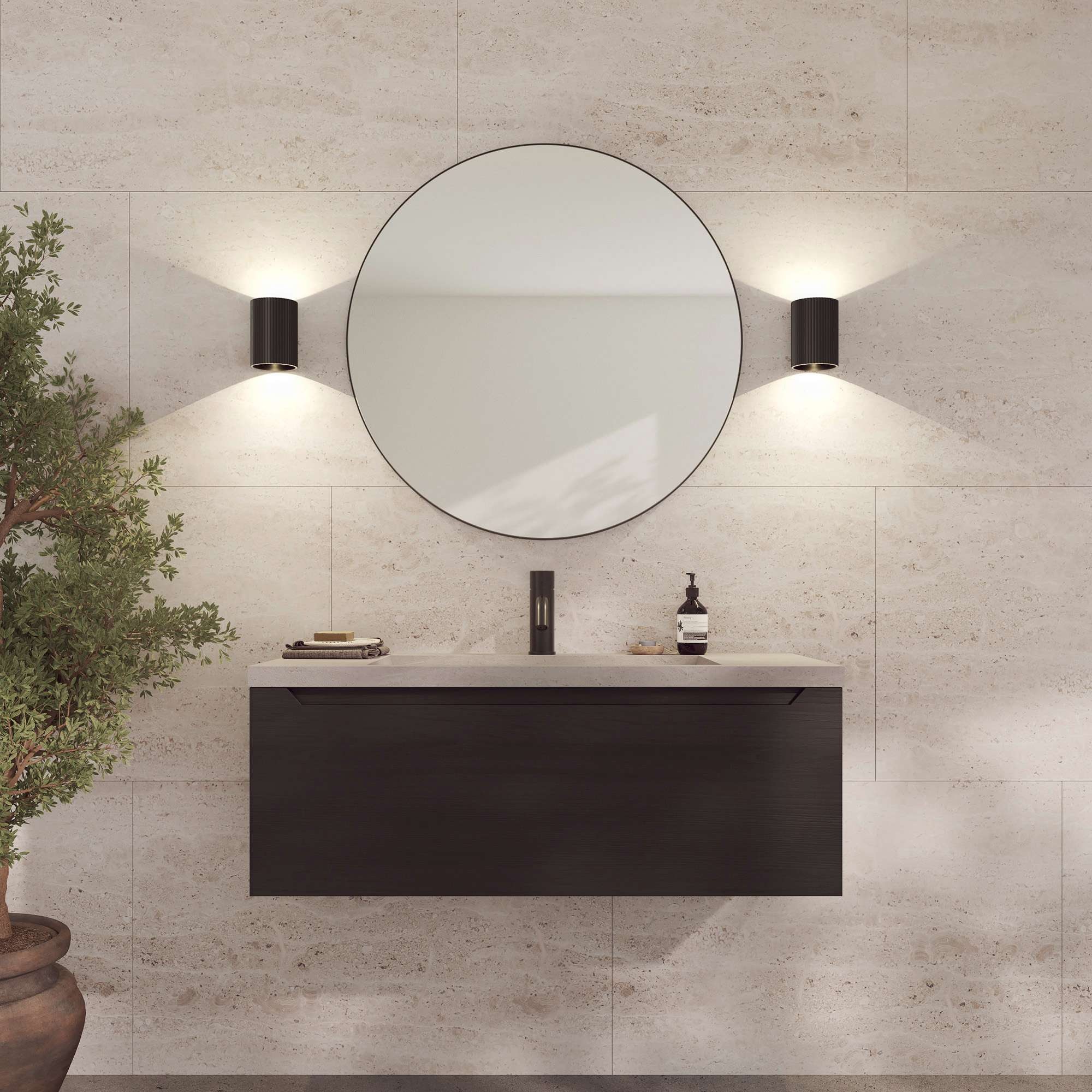 Loevschall Wandspiegel »Refine Wandspiegel rund – stilvoller Designspiegel mit edlem Rahmen,« in mehreren Grössen & Farben für Bad, Schlafzimmer & Flur