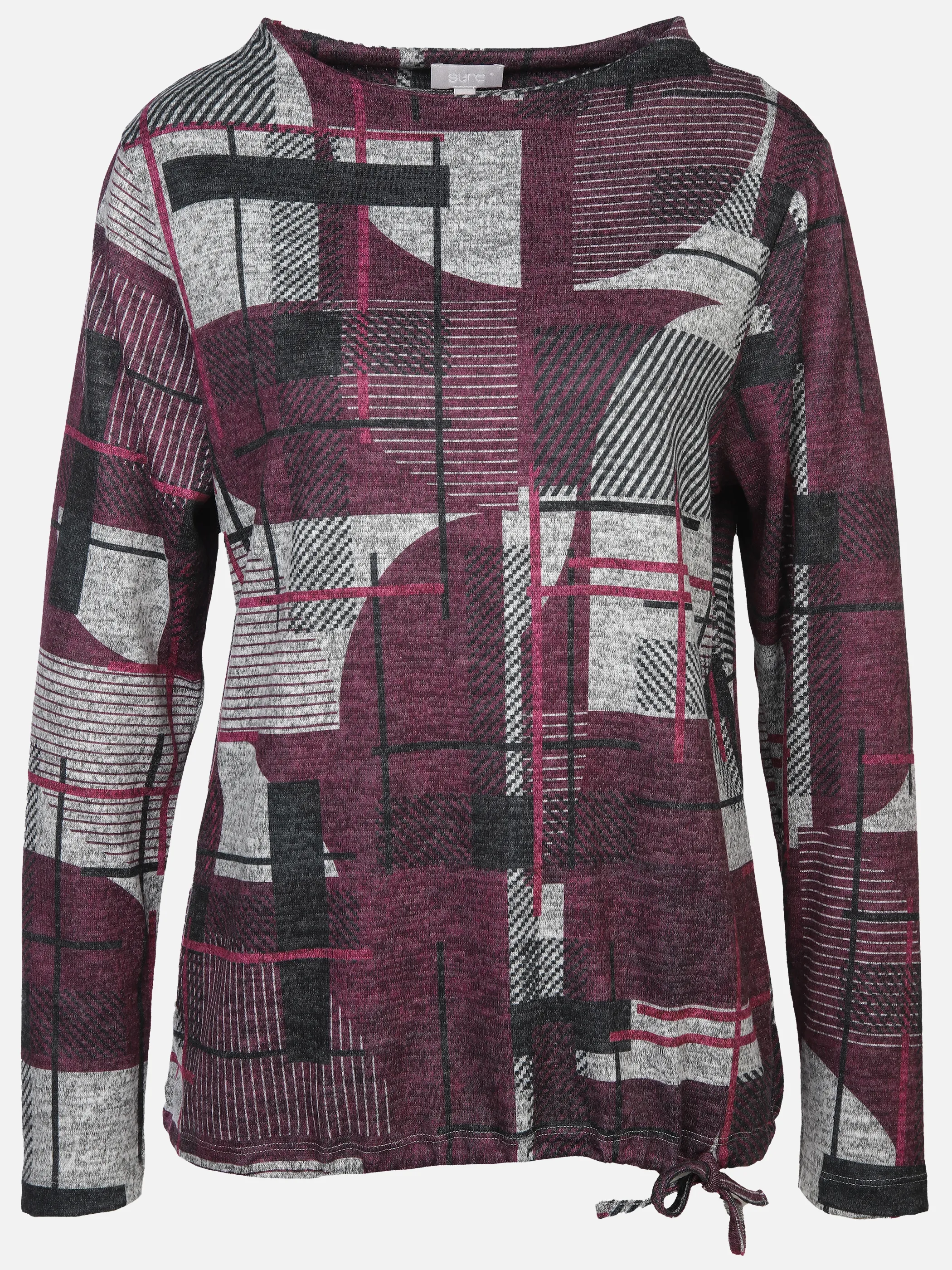 Damen Flauschshirt mit Kelchkragen