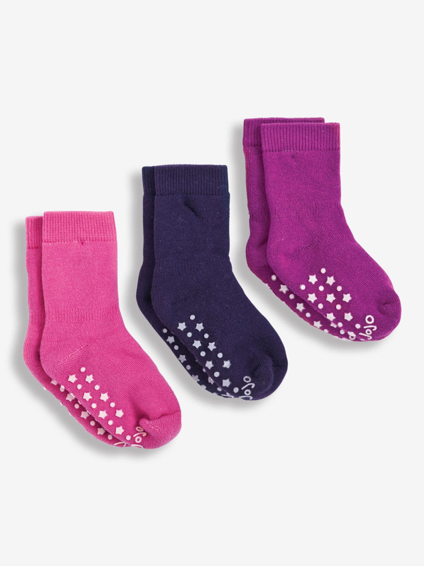Fuchsia-roze - Jojo Maman Bébé - Set van 3 paar extra dikke sokken