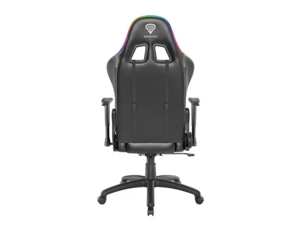 Genesis Trit 500 RGB - Stol - ergonomisk - lænestol - armstøtter - T-formet - vippe - drejeled - tekstil, PU syntetisk læder - sort