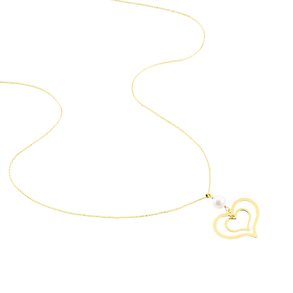 Collier Double Ajoure Or Jaune Perle De Culture