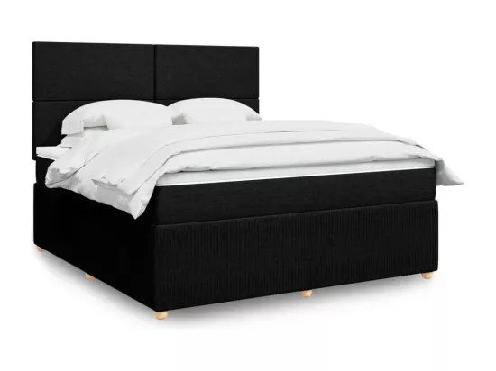 Sommier à lattes de lit avec matelas Noir 180x200 cm Tissu