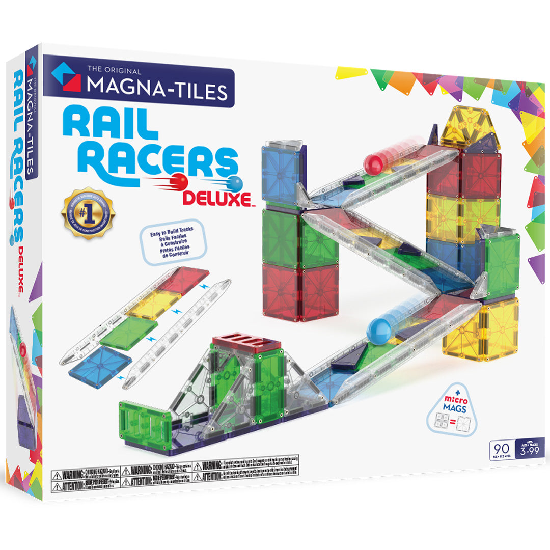 magna-tiles knikkerbaan rail racers deluxe - 90st