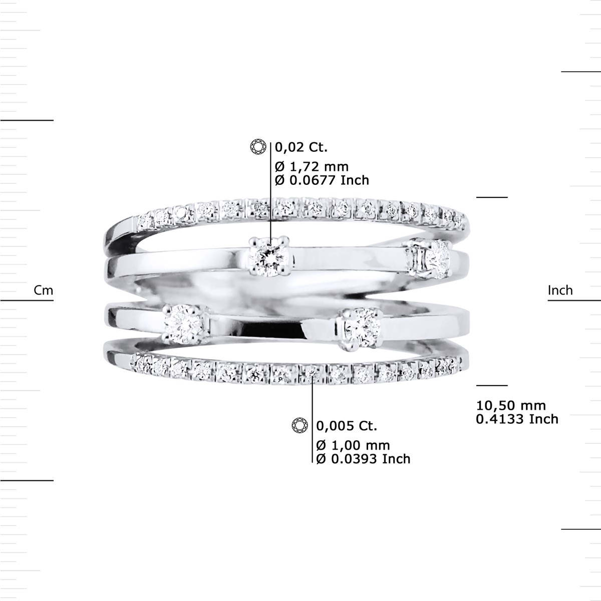 Bague Diamants 0,32 Cts Satellite Joaillerie Or Blanc