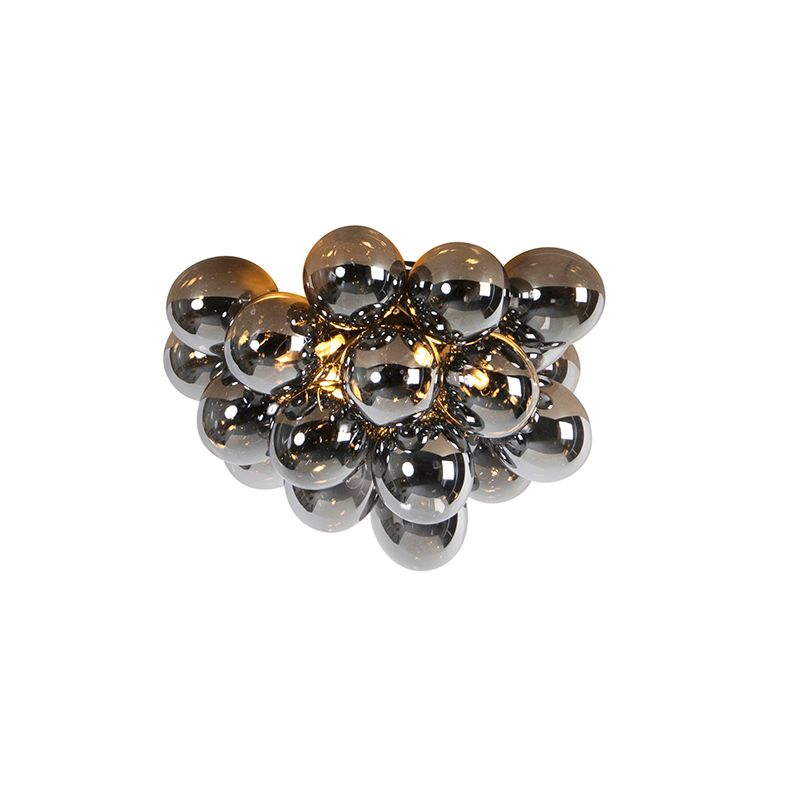 Design plafondlamp zwart met smoke glas 6-lichts - Uvas