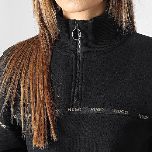 Sweat Col Zippé Crop Femme Darini 50482938 Noir Doré