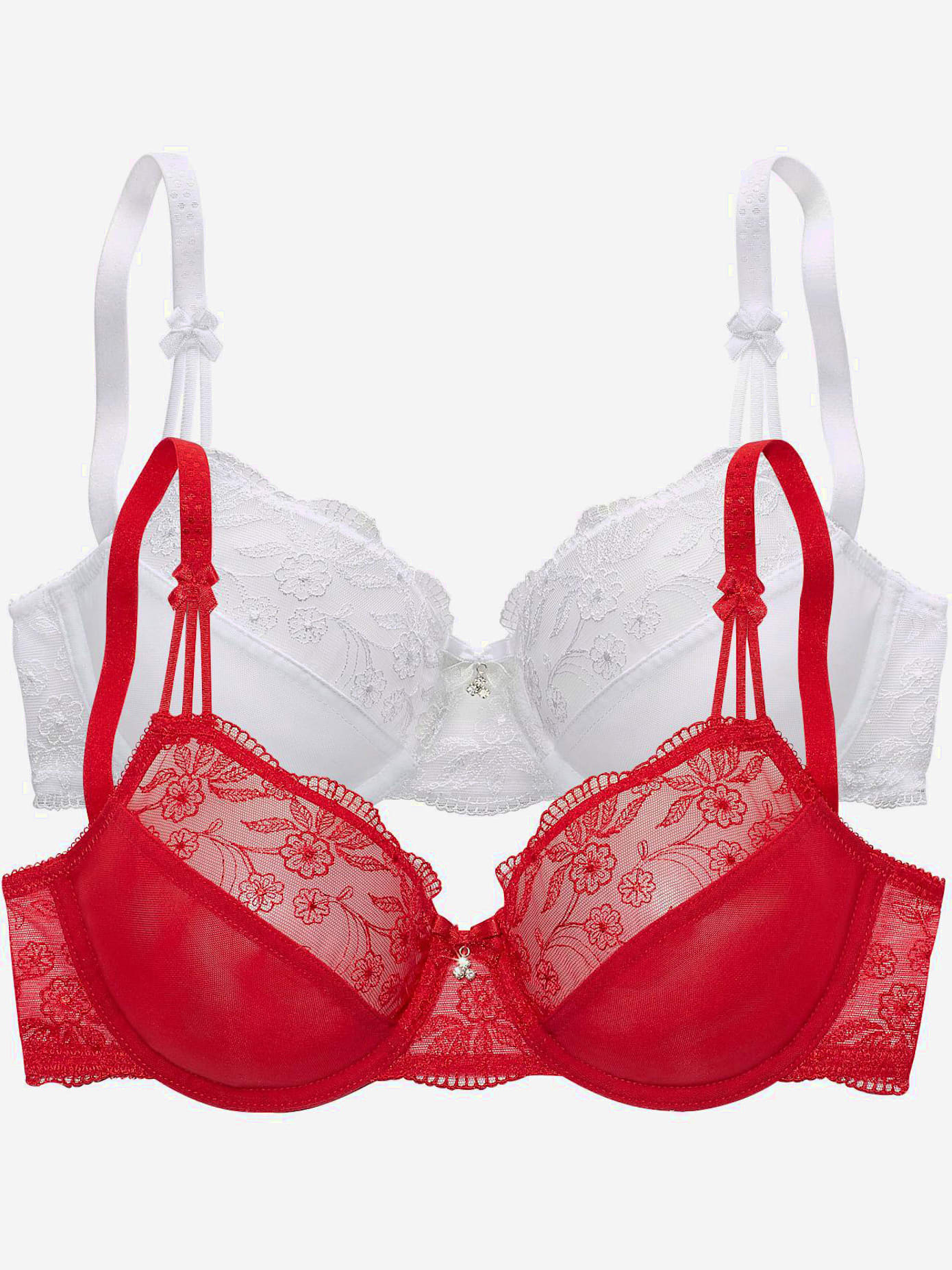Soutien-gorge à armatures avec dentelle brodée